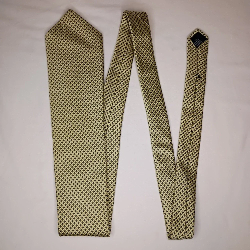 Brooks Brothers Makers 100% Silk USA Made Neck Tie Yellow Blue 3.75